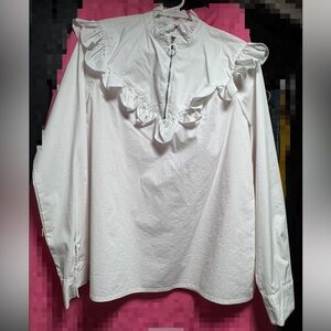 Elegant White Ruffle Blouse